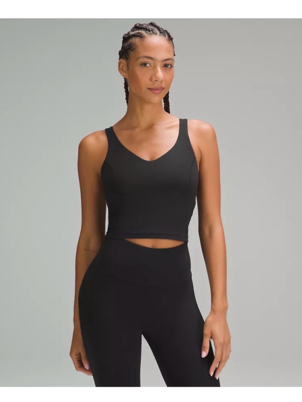 lululemon athletica Black V-Neck Cropped Align Tank Light Support C/D